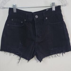 Free People Shorts Womens Size 26  Black Denim Shorts Witchy EMO Goth Cut Offs
